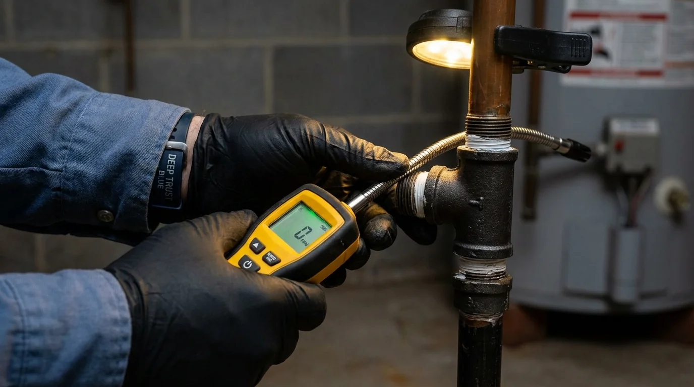 Gas leak detection with electronic sniffer by Johns Plumbing LLC in Eastland