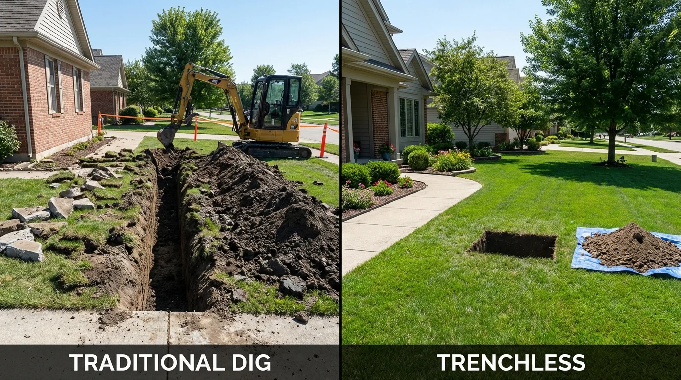 Trenchless sewer repair with minimal yard damage versus traditional excavation in Eastland, TX